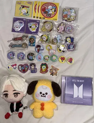 BTS BT21 봉제 인형 굿즈 세트 묶음 판매 캔뱃지 키링