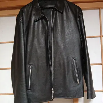 블랙 인조 가죽 자켓 더블 지퍼 심플 라이프 빅