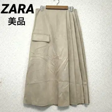 [ ZARA ] 플리츠 페이크 스웨이드 케이프 스커트 M
