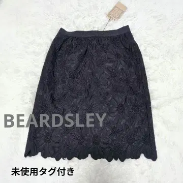 미사용 택 포함 BEARDSLEY 플라워 레이스 자수 스커트 블랙