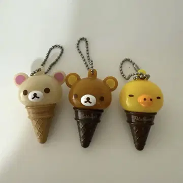 리락쿠마 코리락쿠마 키이로이트리 아이스크림 모양 전구 키링