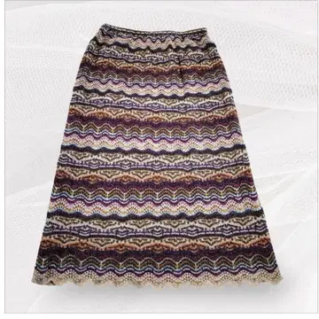 미쏘니 MISSONI 멀티 컬러 물결 무늬 니트 롱 스커트