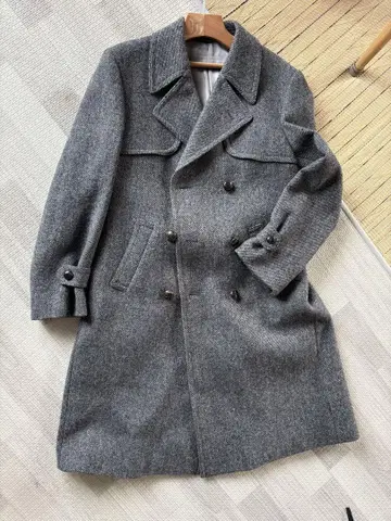 그레이 울 트위드 더블 피 코트