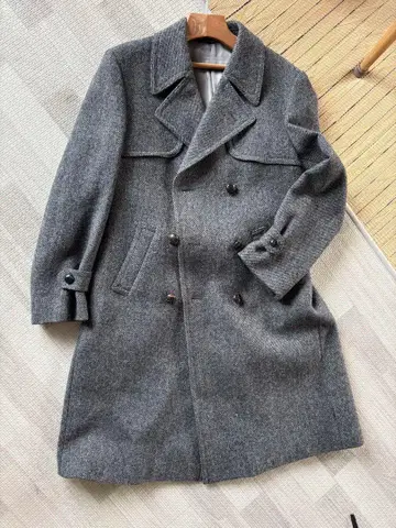 그레이 울 트위드 더블 피 코트