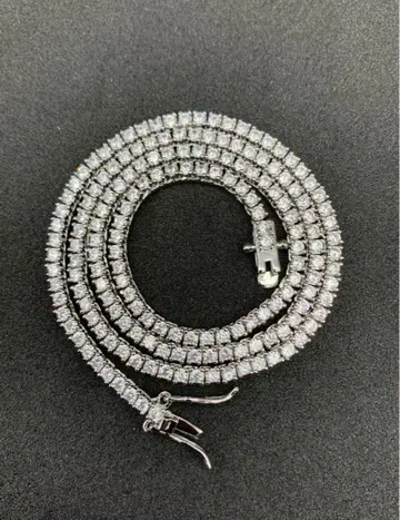 초슬림! 16인치 폭 2mm 테니스 체인 CZ 지르코니아 실버 목걸이