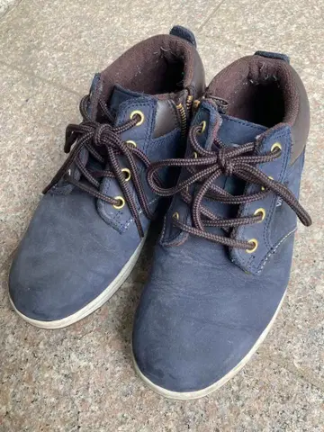 VANS 네이비 가죽 스니커즈 지퍼 포함