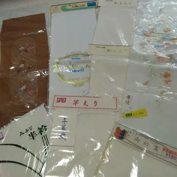 꽃무늬 자수 장식용 깃 브라운 크림색 장식용 깃 묶음 판매 8점