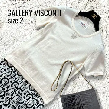GALLERY VISCONTI 펄 비쥬 장식 반팔 니트 2 아이보리