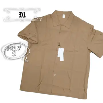 [ 새상품 ] 3XL 남성용 반팔 셔츠 베이지 루즈한 사이즈 캐주얼 셔츠