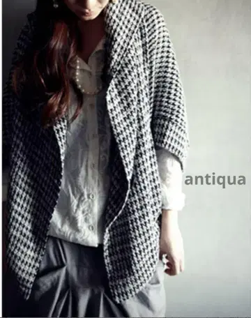 antiqua 하운드투스 패턴 돌먼 자켓 pattern torso