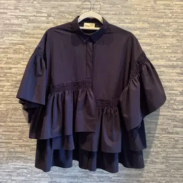UNITED ARROWS 다크 블루 프릴 셔츠 사이즈 38
