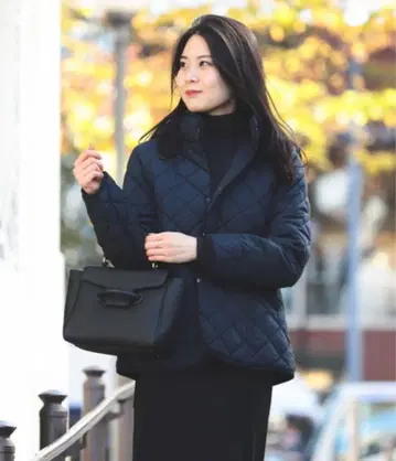 퀼팅 후드 블루종 자켓 빔즈 BEAMS HEART 네이비