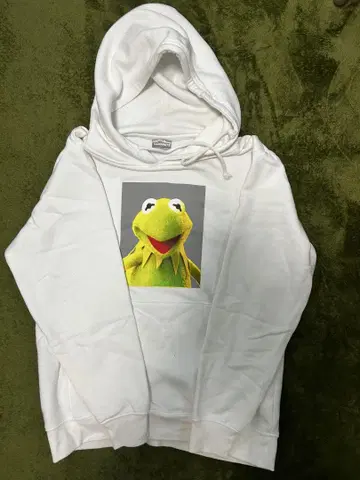 커밋 프린트 화이트 후드티
