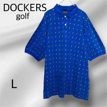 DOCKERS 다커스 골프 피케 셔츠 [ L ] 파랑 골프공 패턴 레트로
