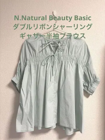 N.Natural Beauty Basic 더블 리본 셔링 블라우스