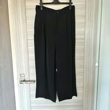 요건 레일 블랙 실크 100% 앞 지퍼 팬츠 넉넉한 바바구리