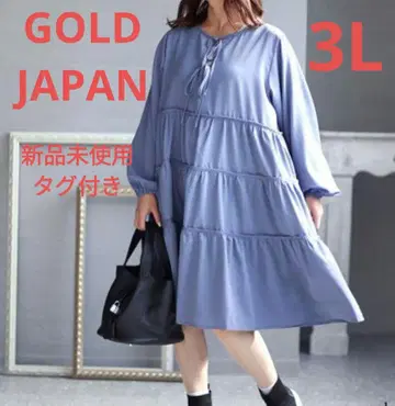 GOLD JAPAN 택 포함 미사용 새상품 볼륨 슬리브 티어드 원피스