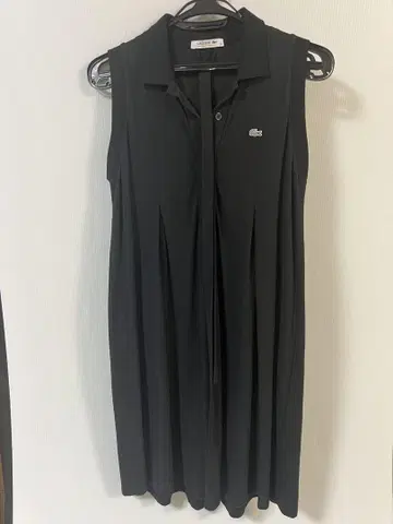 LACOSTE 여성용 슬리브리스 셔츠 원피스 38 블랙