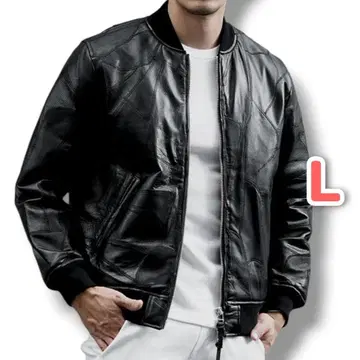 joker 멀티 가죽 패치워크 리브 지퍼 블루종 L za4