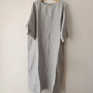 MUJI 린넨 7부 소매 롱 원피스