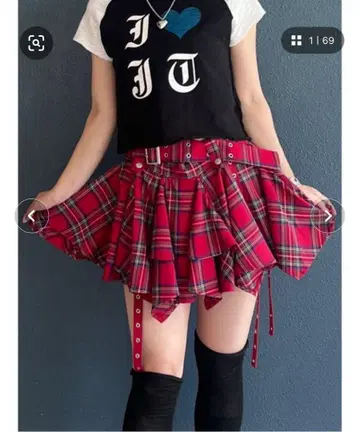 jouetie 아지메헴 벨벳 미니 스커트 여름옷 레드