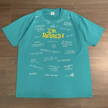 90s 메시지 T-shirt '나는 퇴직했다' 양면 프린트