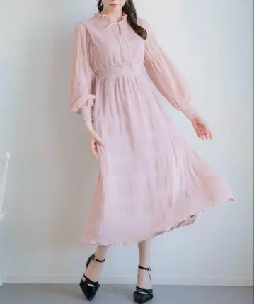 [1회만 사용] 노엘라 핑크 원피스 긴팔 마조리카 플리츠 귀여움