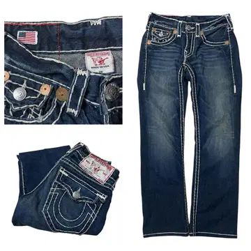TrueReligion 데님 청바지 USA제 스트레이트 가공 빈티지풍