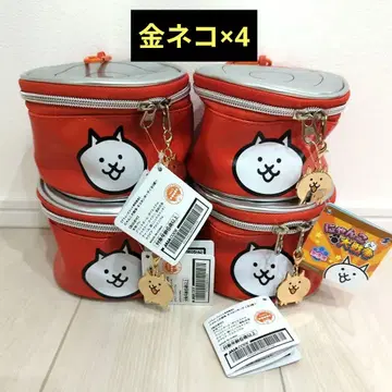 냥코 대전쟁 네코칸 파우치 금 고양이 4개 세트 고양이 통 파우치