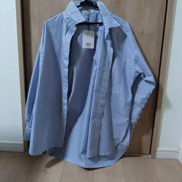 PLST 파랑과 화이트 스트라이프 긴팔 셔츠 S