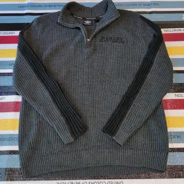 HARLEY-DAVIDSON 그레이 하프 지퍼 스웨터