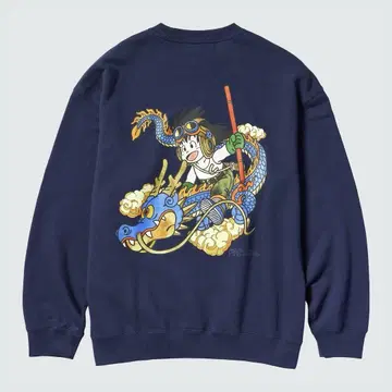 컨디션 최상 UNIQLO UT 드래곤볼 스웨트 셔츠 네이비 L