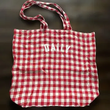 LONG TRACK FOODS 린넨 깅엄 체크 토트백