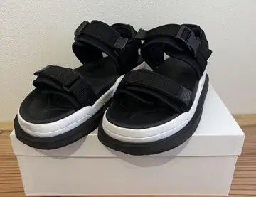 WH 더블 스트랩 샌들 블랙 사이즈 8 26.0cm 호시바