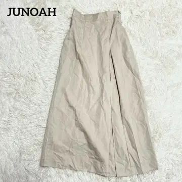 [주노아] 플리츠풍 롱 스커트(M) 세탁 가능 플레어 페미닌 베이지