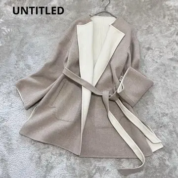 새상품 언타이틀 벨티드 배색 미들 리버 코트 더블 페이스 울