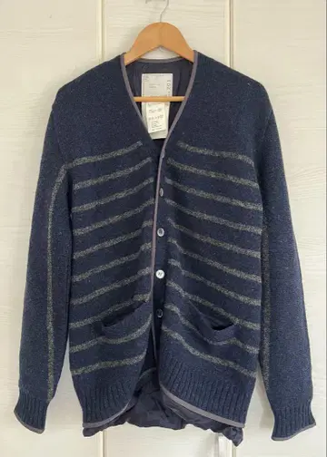 2011 sacai 큐프라 안감 부착 보더 가디건