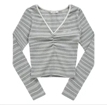 ason BUMBLE STRIPE SHIRRING TEE / GRAY