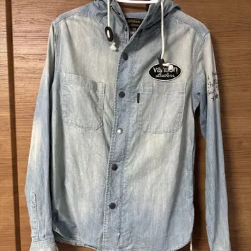vanson 후드 부착 데님 셔츠 S 사이즈
