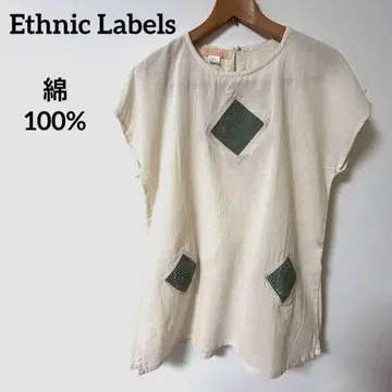 크림색 반팔 튜닉 자수 Ethnic Labels