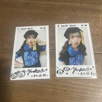 타카나시 유카 친필 사인 폴라로이드 2장 세트