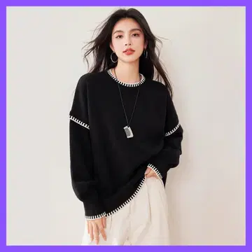바이컬러 디자인 니트 풀오버