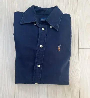 폴로 로고 자수 네이비 버튼 다운 셔츠