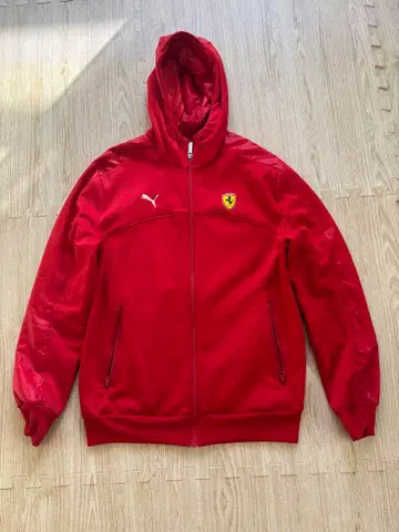 푸마 페라리 로고 빨간색 풀 집업 후드티