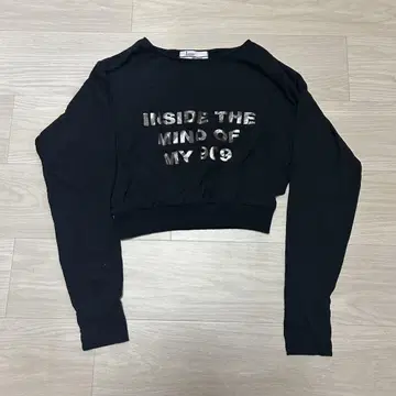 LASUD 밀리터리 블랙 크롭 상의