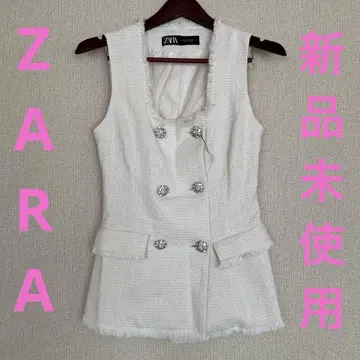 ZARA 택 포함 미사용 새상품 화이트 더블 브레스트 트위드 베스트
