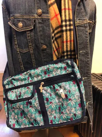 무민 꽃무늬 숄더백 터콰이즈 블루