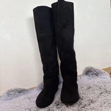 블랙 니하이 부츠 지퍼 포함