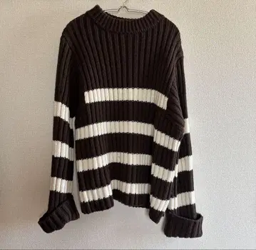 ZARA 리브 브라운 화이트  니트