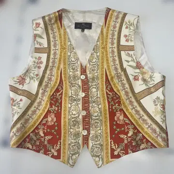 에트로 ETRO 꽃무늬 실크 100% 베스트 사이즈 46 L~XL